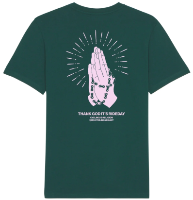 T-SHIRT CYCLING IS RELIGION UNISEX GREEN COIS CC