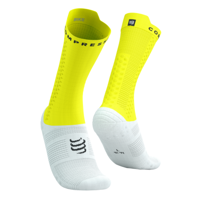 ČARAPE PRO V4.0 BIKE WHITE/SAFE YELLOW COMPRESSPORT