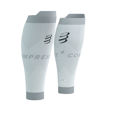 COMPRESSION CALF SLEEVES R2 OXYGEN WHITE/GREY COMPRESSPORT
