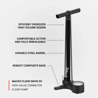 FLOOR PUMP MACRO HV DRIVE ABS BLACK LEZYNE