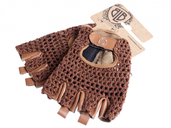 CYCLING GLOVES LEATHER BROWN BLB