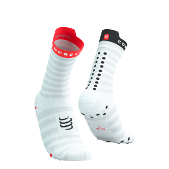 ČARAPE RACING PRO 4.0 ULTRALIGHT RUN HIGH WHITE/FLUO/RED COMPRESSPORT