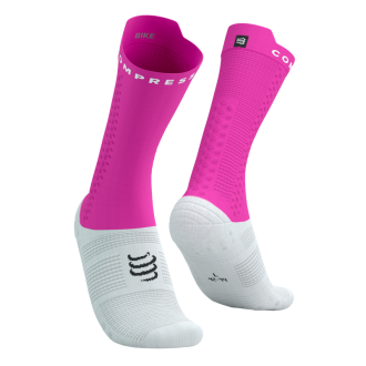 ČARAPE PRO V4.0 BIKE WHITE/NEON PINK COMPRESSPORT