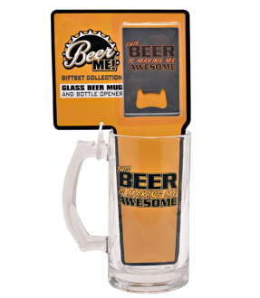 ČAŠA ZA PIVO 0.5L S OTVARAČEM THIS BEER IS MAKING ME AWESOME HARVEY MAKIN